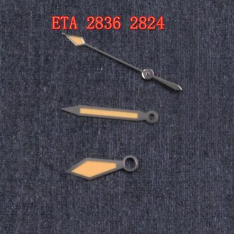 Lichtgevende Handen Fit NH35 NH36 NH35A Eta 2836 2824 2834 Beweging Zilveren Rand Oranje Kleur Horloge Hand