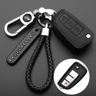 Lichtgevende Leather Key Cover 3 Knoppen Case Voor Nissan Qashqai J11 X-Trail Murano Maxima Altima Juke Auto Styling RZ-3L-B