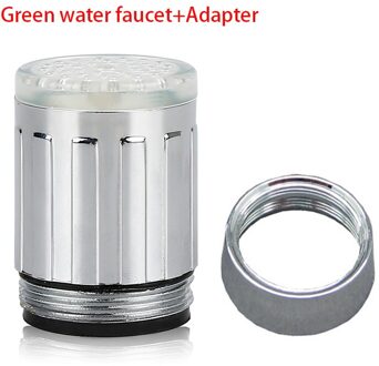 Lichtgevende Licht-Up Led Water Kraan Douche Tap Wastafel Water Nozzle Keuken Badkamer Kleurrijke Veranderende Glow Nozzle Douchekop groen en adapter