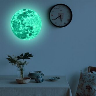 Lichtgevende Maan Stickers Energie Opslag Fluorescerende Muurstickers Behang Poster Voor Kinderen Slaapkamer Woonkamer 30cm