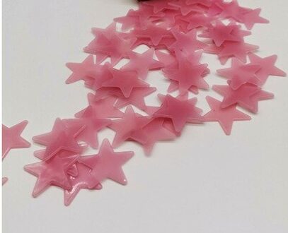 Lichtgevende Muurstickers Glow In The Dark Sterren Sticker Decals Voor Kids Baby Kamers Kleurrijke Fluorescerende Sticker Plafond Home Decor 3cm roze ster