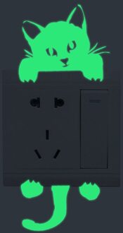 Lichtgevende Muurstickers Switch Sticker Thuis Decor Kinderkamer Decoratie Sticker Kat Koe Fairy Stars Glow Stickers Home Decoratie Cute kat