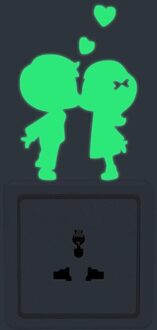 Lichtgevende Muurstickers Switch Sticker Thuis Decor Kinderkamer Decoratie Sticker Kat Koe Fairy Stars Glow Stickers Home Decoratie Little couple