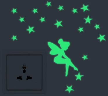 Lichtgevende Muurstickers Switch Sticker Thuis Decor Kinderkamer Decoratie Sticker Kat Koe Fairy Stars Glow Stickers Home Decoratie