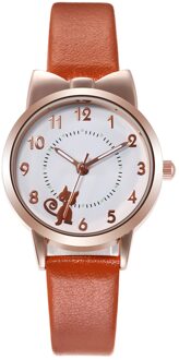 Lichtgevende Pointer Riem Horloge Sleek Minimalistische Mode Met Lederen Band Dial Vrouwen Quartz Horloge Horloge Bruin