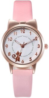 Lichtgevende Pointer Riem Horloge Sleek Minimalistische Mode Met Lederen Band Dial Vrouwen Quartz Horloge Horloge Roze