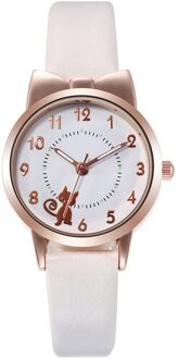 Lichtgevende Pointer Riem Horloge Sleek Minimalistische Mode Met Lederen Band Dial Vrouwen Quartz Horloge Horloge wit