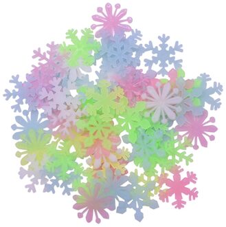 Lichtgevende Sneeuwvlok Muurstickers Glow In The Dark Decal Kleurrijke Plastic Sticker Kids Baby Slaapkamer Kerst Woondecoratie MULTI