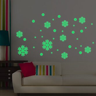Lichtgevende Stickers Home Decor Decoracion Hogar Moderno Glow In The Dark Meisje Kerst Sneeuwvlok Lichtgevende Muurstickers Decor #37 Blauw