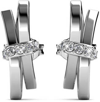 Lichtgevende strik oorbellen - zilver en kristal