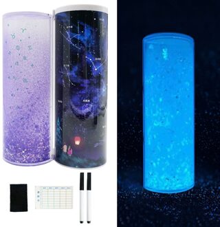 Lichtgevende Whiteboard Etui Met Rekenmachine Magnetische Schakelaar Cartoon Pen Box Schooll wit