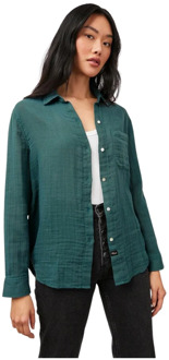 Lichtgewicht biologisch katoenen blouse met borstzak Rails , Green , Dames - M,S,Xs