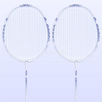 Lichtgewicht Blauw En Wit Porselein Badminton Rackets Racket Koolstofvezel Professionele Badminton Rackets Met Draagtas 2stk blauw