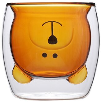 Lichtgewicht Dubbel Glas Binnenste Laag Vacuüm Anti-Brandwonden Familie Leuke En Creatieve Beer Cup Leuke Kopje Koffie Mok bruin