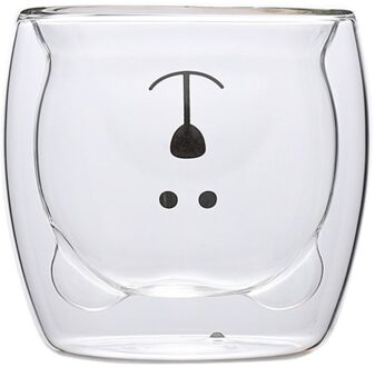 Lichtgewicht Dubbel Glas Binnenste Laag Vacuüm Anti-Brandwonden Familie Leuke En Creatieve Beer Cup Leuke Kopje Koffie Mok transparant