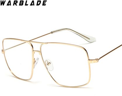 Lichtgewicht En Elegante Retro Klassieke Metalen Frame Bril Bijziendheid Brillen Vrouwen Mannen Vierkante Clear Bril Eyewear Warblade goud