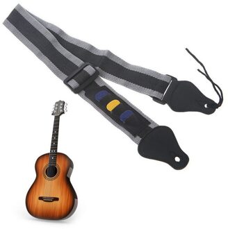Lichtgewicht Gitaar Houder Riem Voor Akoestische Bas Ukelele Muziekinstrument Deel Nylon Gitaarband Riem Met Drie Picks