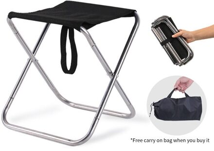 Lichtgewicht Opvouwbare Vissen Stoel Roestvrij Staal Draagbare Seat Voor Camping, Picknick, Wandelen Outdoor Activiteiten zwart