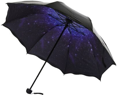 Lichtgewicht Reizen Drie-Opvouwbare Paraplu Winddicht Automatische Paraplu Zon & Regen UV Bescherming Parasol Paraplu Blauw