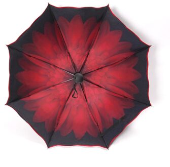 Lichtgewicht Reizen Drie-Opvouwbare Paraplu Winddicht Automatische Paraplu Zon & Regen UV Bescherming Parasol Paraplu Rood