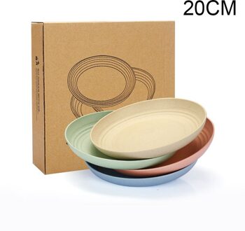 Lichtgewicht Tarwe Stro Platen 4 Stuks Unbreakable Schalen En Borden Sets Non-Toxine Veilig Gezond Voor Kinderen Kinderen Volwassenen HEE889 20cm
