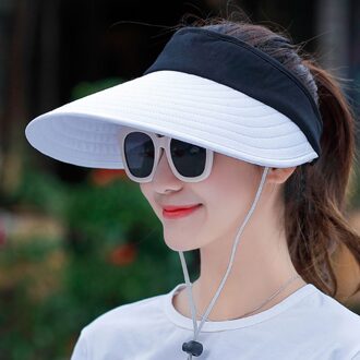 Lichtgewicht Te Dragen Vizieren Opvouwbare Verstelbare Polyester Outdoor Beach Camping Zomer Vrouwen Zonnehoed Draagbare Zonnebrandcrème wit