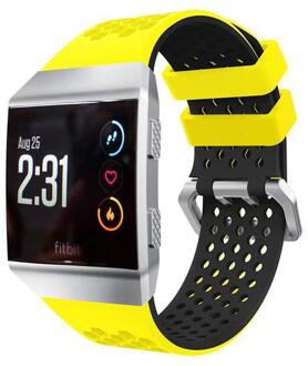 Lichtgewicht Ventileren Siliconen Sport Horloge Bands Armband voor Fitbit Ionische Smart Horloge Verstelbare Vervanging Bangle Accessoire geel zwart