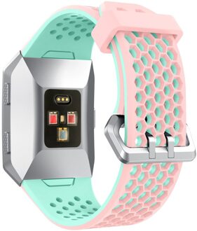 Lichtgewicht Ventileren Siliconen Sport Horloge Bands Armband voor Fitbit Ionische Smart Horloge Verstelbare Vervanging Bangle Accessoire roze munt groen