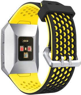 Lichtgewicht Ventileren Siliconen Sport Horloge Bands Armband voor Fitbit Ionische Smart Horloge Verstelbare Vervanging Bangle Accessoire zwart geel