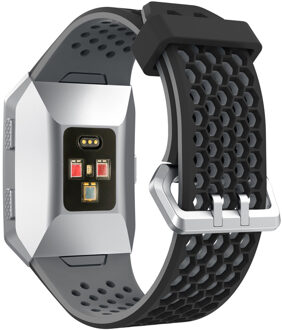 Lichtgewicht Ventileren Siliconen Sport Horloge Bands Armband voor Fitbit Ionische Smart Horloge Verstelbare Vervanging Bangle Accessoire zwart grijs