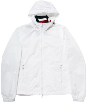Lichtgewicht witte hoodie met gestreepte kraag Paul & Shark , White , Heren - L