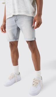 Lichtgrijze Stretch Denim Skinny Fit Shorts, Light Grey - 28