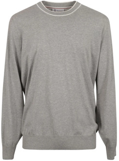 Lichtgrijze Sweater Girocollo M/L Brunello Cucinelli , Gray , Heren - M,S,3Xl
