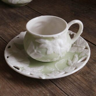 Lichtgroen Opluchting Morning Glory Verse Thee Set/Dessertbord/Koffie Cup Cup en Saucer