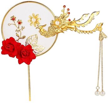 Lichtmetalen Phoenix Cake Decoratie Red Rose Cake Topper Voor Verjaardag Party Decor