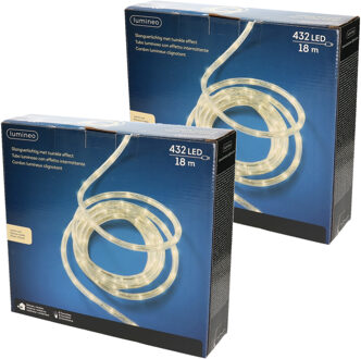 Lichtslang - Set van 2x stuks - 432 led lichtjes - warm wit - 18 m - 8 lichtfuncties - slangverlicht