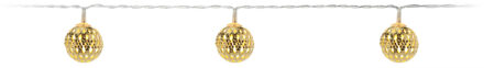 Lichtslinger/lichtsnoer - 3x - met 10 gouden balletjes - op batterijen - 100 cm