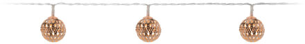 Lichtslinger/lichtsnoer met 10 decoratieve metalen balletjes koper 100 cm op batterijen