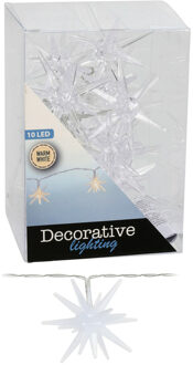 Lichtslinger/lichtsnoer met 10 witte sterretjes verlichting 150 cm op batterijen - Lichtsnoeren