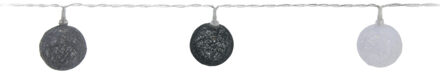 Lichtsnoer 10 bolletjes D4 cm - wit/grijs - 165 cm -kunststof-batterij