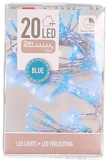 Lichtsnoer clusterverlichting op batterijen - blauw - 200 cm - met timer - feestverlichting