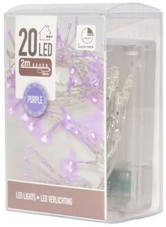 Lichtsnoer clusterverlichting op batterijen - paars - 200 cm - met timer - feestverlichting