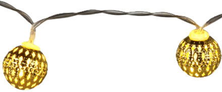 Lichtsnoer - gouden ballen - 8 led bollen - warm wit - 130 cm - batterij - verlichting Goudkleurig