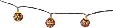 Lichtsnoer - koperen ballen - 8 led bollen - warm wit - 130 cm - batterij - verlichting