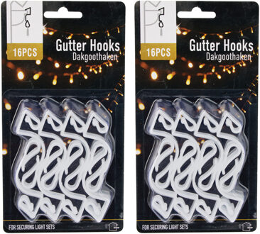 Lichtsnoer ophanghaakjes - 32x st - dakgoot - kerstverlichting ophangen