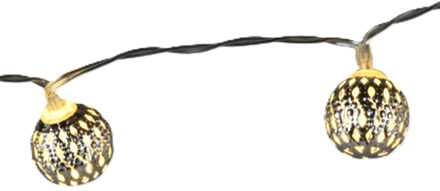 Lichtsnoer - zilveren ballen - 8 led bollen - warm wit - 130 cm - batterij - verlichting