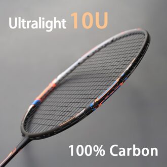 Lichtste 10U 52G Full Carbon Fiber Badminton Rackets Snaren Professionele Training Racket Max Spanning 35LBS Met Zakken Voor Volwassen zwart