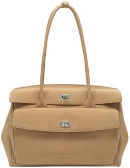 Liebeskind Gloria II Satchel L light tan suede schoudertas dames Bruin - H 23 x B 34 x D 12 cm