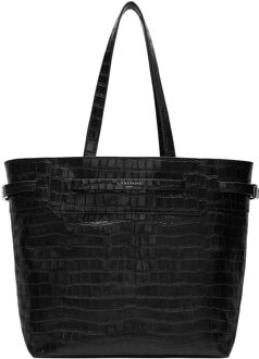 Liebeskind Lora Croco tote bag L black schoudertas dames Zwart - H 36 x B 49 x D 15 cm