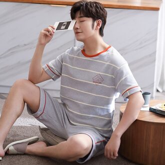 Lied Heren Pyjama Zomer Puur Katoen Ronde Kraag Koreaanse Stijl Casual Homewear Of Reizen Knappe Mannen kleding Xxl